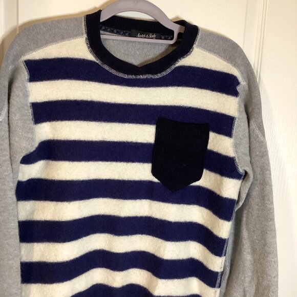 Scotch & Soda Men's Crewneck Knit Pullover Striped Sweater Size M Coastal - Picture 2 of 7